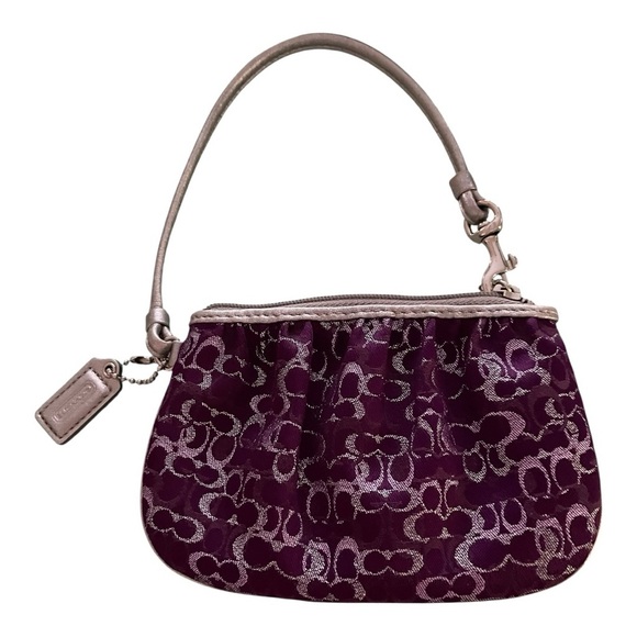 Coach purple & silver lurex wristlet in EUC. No callouts. - Picture 2 of 4